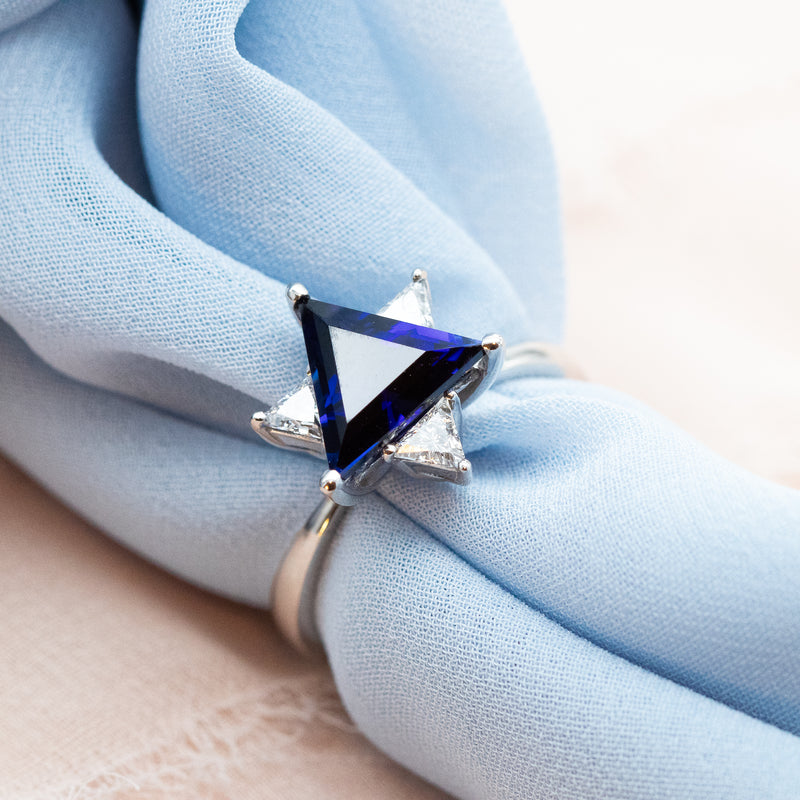 Sapphire & Diamonds Star of David Ring