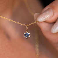 Orion | Star of David Cut Blue Sapphire Gold Charm Pendant