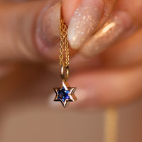 Orion | Star of David Cut Blue Sapphire Gold Charm Pendant