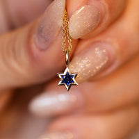 Orion | Star of David Cut Blue Sapphire Gold Charm Pendant
