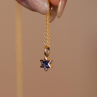 Orion | Star of David Cut Blue Sapphire Gold Charm Pendant
