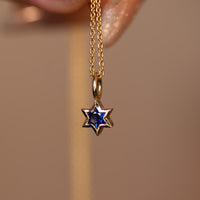 Orion | Star of David Cut Blue Sapphire Gold Charm Pendant