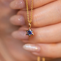 Orion | Star of David Cut Blue Sapphire Gold Charm Pendant