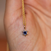 Orion | Star of David Cut Blue Sapphire Gold Charm Pendant