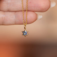 Orion | Star of David Cut Blue Sapphire Gold Charm Pendant