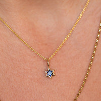 Orion | Star of David Cut Blue Sapphire Gold Charm Pendant