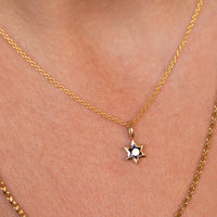 Orion | Star of David Cut Blue Sapphire Gold Charm Pendant