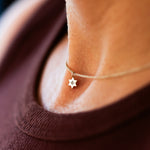 Tiny Diamond Star of David Charm Necklace