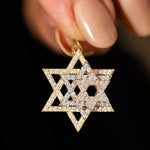 Three Star Of David Diamond Pendant Necklace