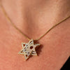 Three Star Of David Diamond Pendant Necklace