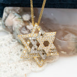 Three Star Of David Diamond Pendant Necklace