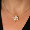 Three Star Of David Diamond Pendant Necklace