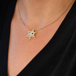 Three Star Of David Diamond Pendant Necklace