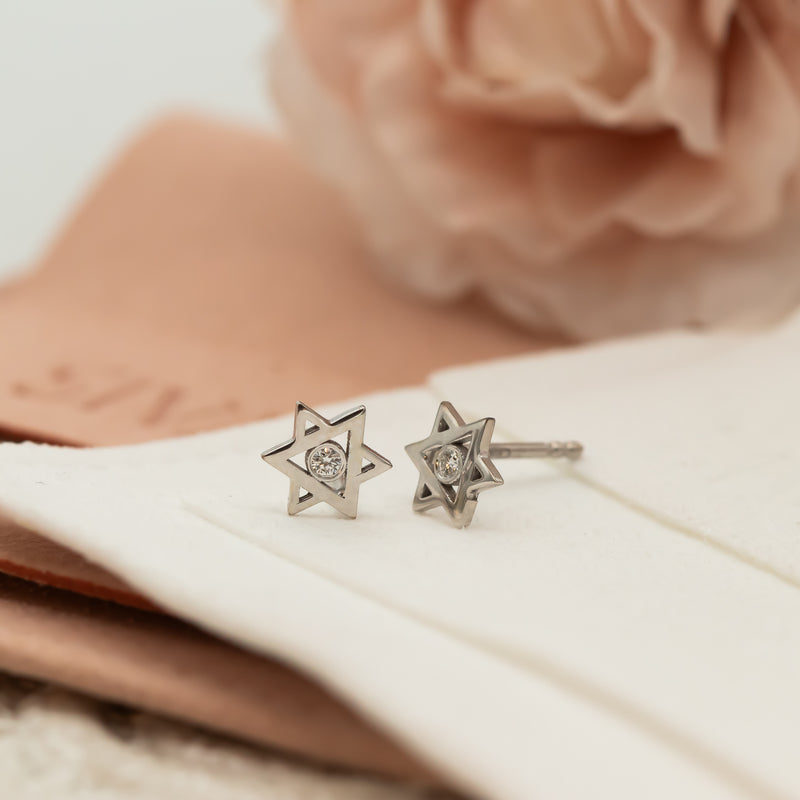 Star of David Diamond Stud Earrings | Magen David Jewelry