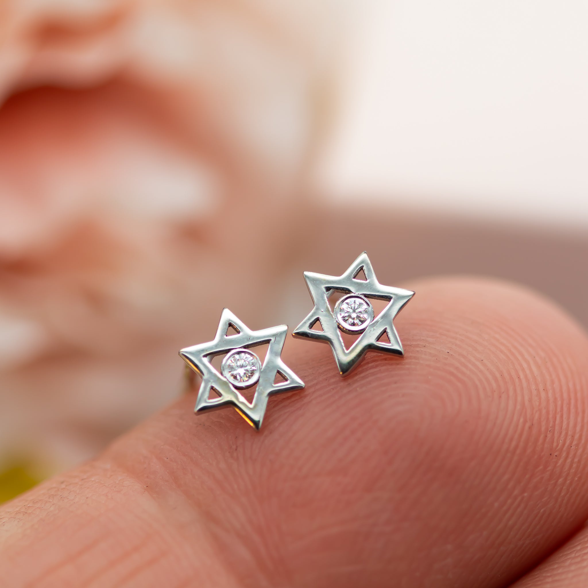 Star of David Diamond Stud Earrings | Magen David Jewelry – Sivan
