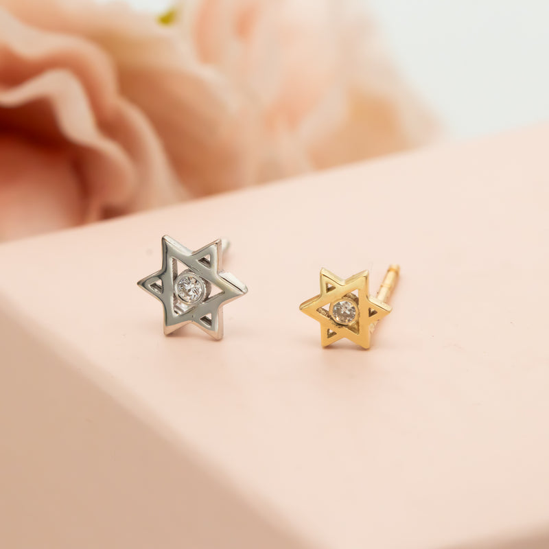 Star of David Diamond Stud Earrings | Magen David Jewelry