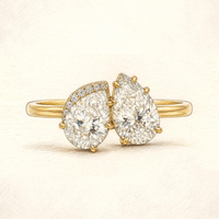 Toi et Moi diamond ring - Two pear diamond ring with side stones - made to order