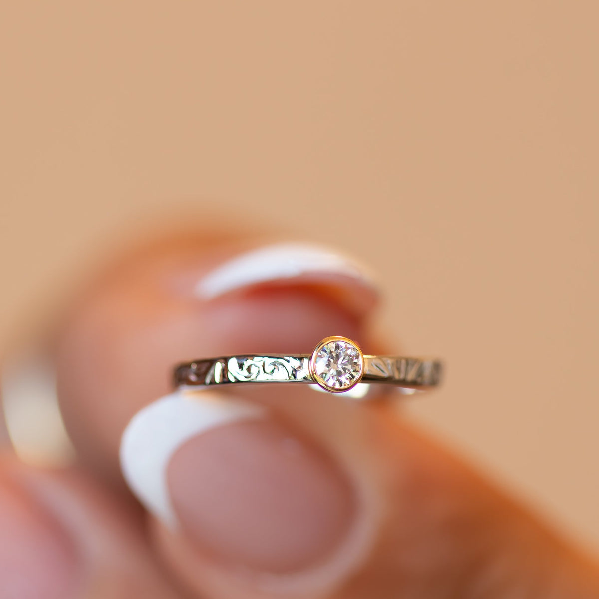 Two-Tone Bezel Diamond Ring