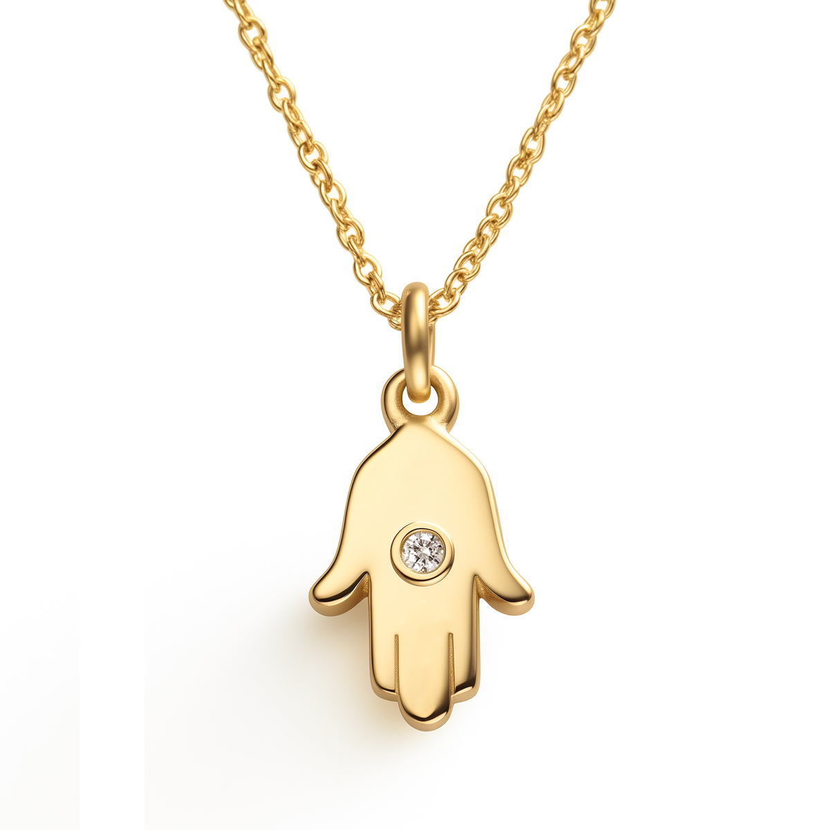 Hamsa Pendant Necklace with Diamond | Symbolic Jewelry