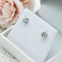 Star of David Diamond Cut Stud Earrings ©