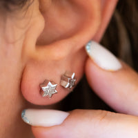 Star of David Diamond Cut Stud Earrings ©