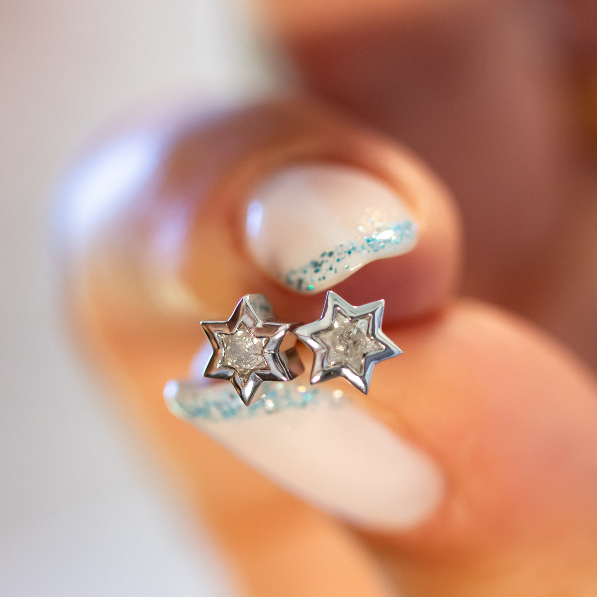 Star of David Diamond Cut Stud Earrings ©