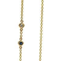 Sideways Hamsa Necklace with Diamonds and Sapphire
