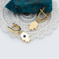 Blue Star of David Hamsa Earrings | Heritage Collection