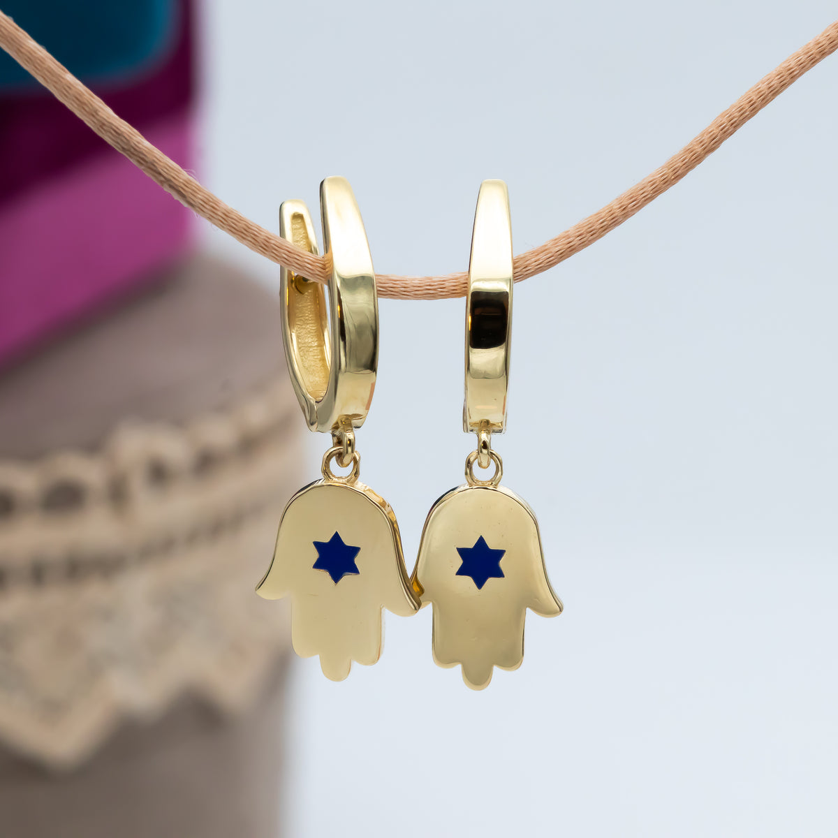 Blue Star of David Hamsa Earrings | Heritage Collection