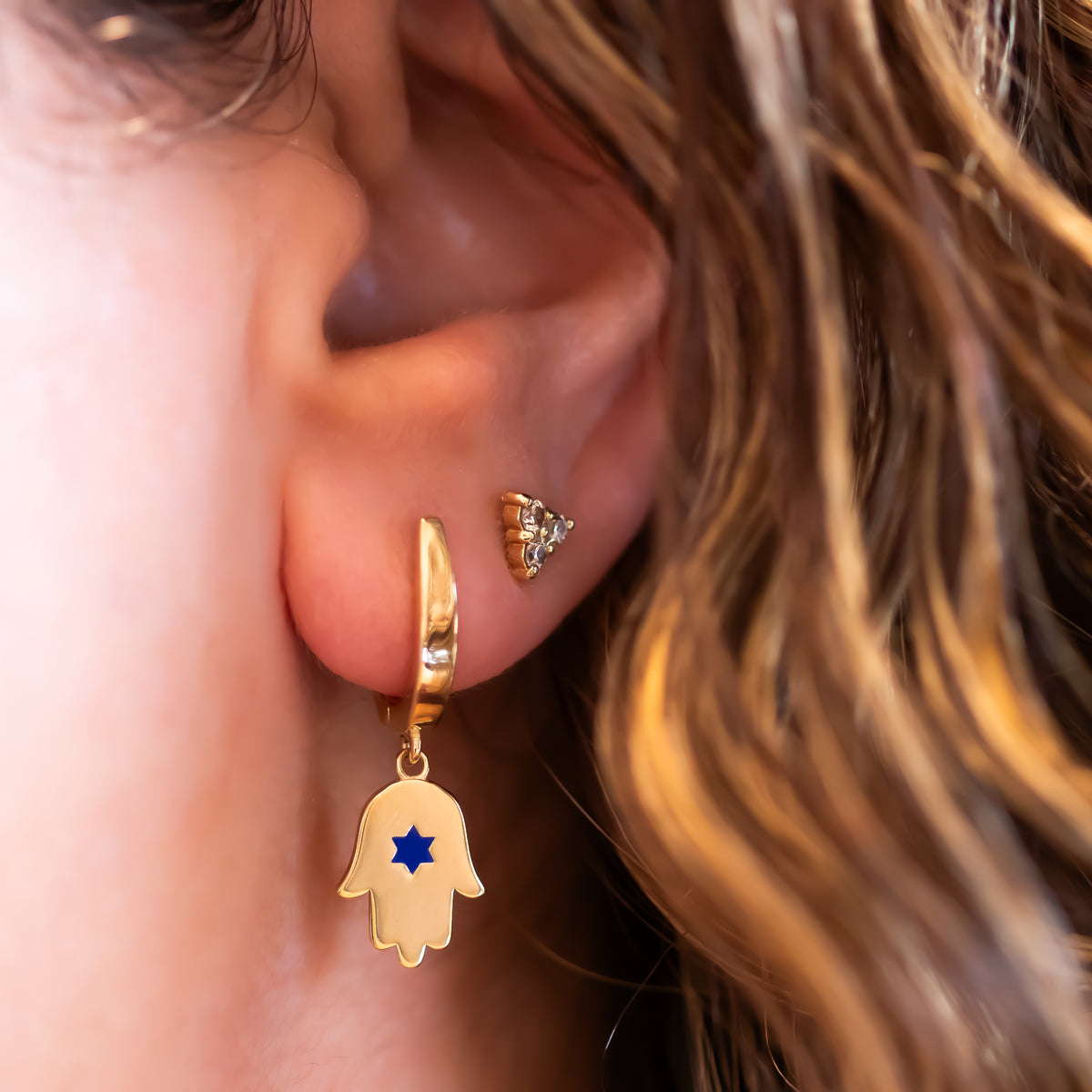 Blue Star of David Hamsa Earrings | Heritage Collection
