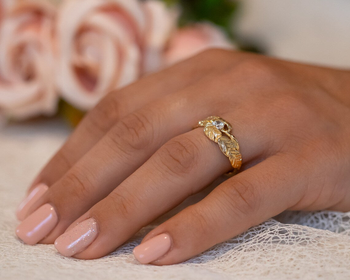 Leaf and Twig Diamond Engagement Ring
