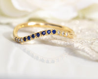 סיון לוטן תכשיטים - Diamond and Sapphire Ring Set, Sapphire eternity band, Diamond eternity band, sapphire wedding set, Diamond wedding ring set, Bridal ring set, Sapphire ring, Diamond wedding band, diamond wave ring, gold wave rings - Sivan Lotan Jewelry - סיון לוטן - טבעת ספיר, טבעת יהלומים, טבעת גל,סט טבעות, טבעת נישואין עם יהלומים, טבעת נישואין עם ספיר, טבעת איטרניטי, טבעת משובצת, טבעת זהב עם אבנים