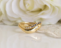  סיון לוטן תכשיטים - Diamond and Sapphire Ring Set, Sapphire eternity band, Diamond eternity band, sapphire wedding set, Diamond wedding ring set, Bridal ring set, Sapphire ring, Diamond wedding band, diamond wave ring, gold wave rings - Sivan Lotan Jewelry - סיון לוטן - טבעת ספיר, טבעת יהלומים, טבעת גל,סט טבעות, טבעת נישואין עם יהלומים, טבעת נישואין עם ספיר, טבעת איטרניטי, טבעת משובצת, טבעת זהב עם אבנים