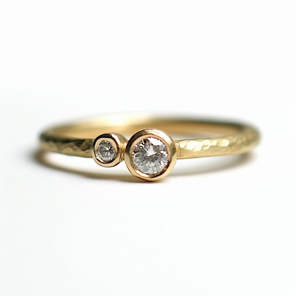 Diamond Engagement Ring, Two Stone Diamond Ring, Salt and Pepper Diamond ring, Moi Et Toi Ring, 14K Diamond Gold Ring