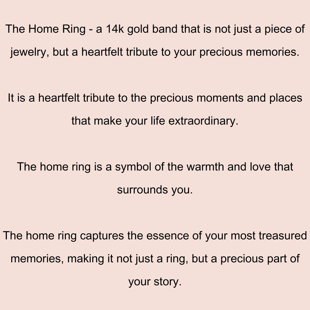 Home Ring, 14k Gold Ring with engarving, Jerusalem Ring, Unique Wedding Band