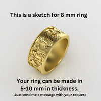 Home Ring, 14k Gold Ring with engarving, Jerusalem Ring, Unique Wedding Band