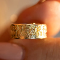 Home Ring, 14k Gold Ring with engarving, Jerusalem Ring, Unique Wedding Band