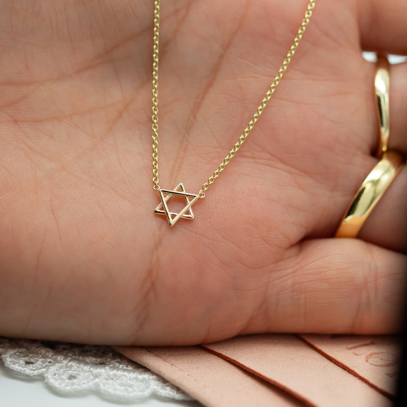Magen David Charm Necklace, 14K Gold Star of David Necklace, Jeweish Star Of David, Magen David Jewelry, Delicate pendant Necklace