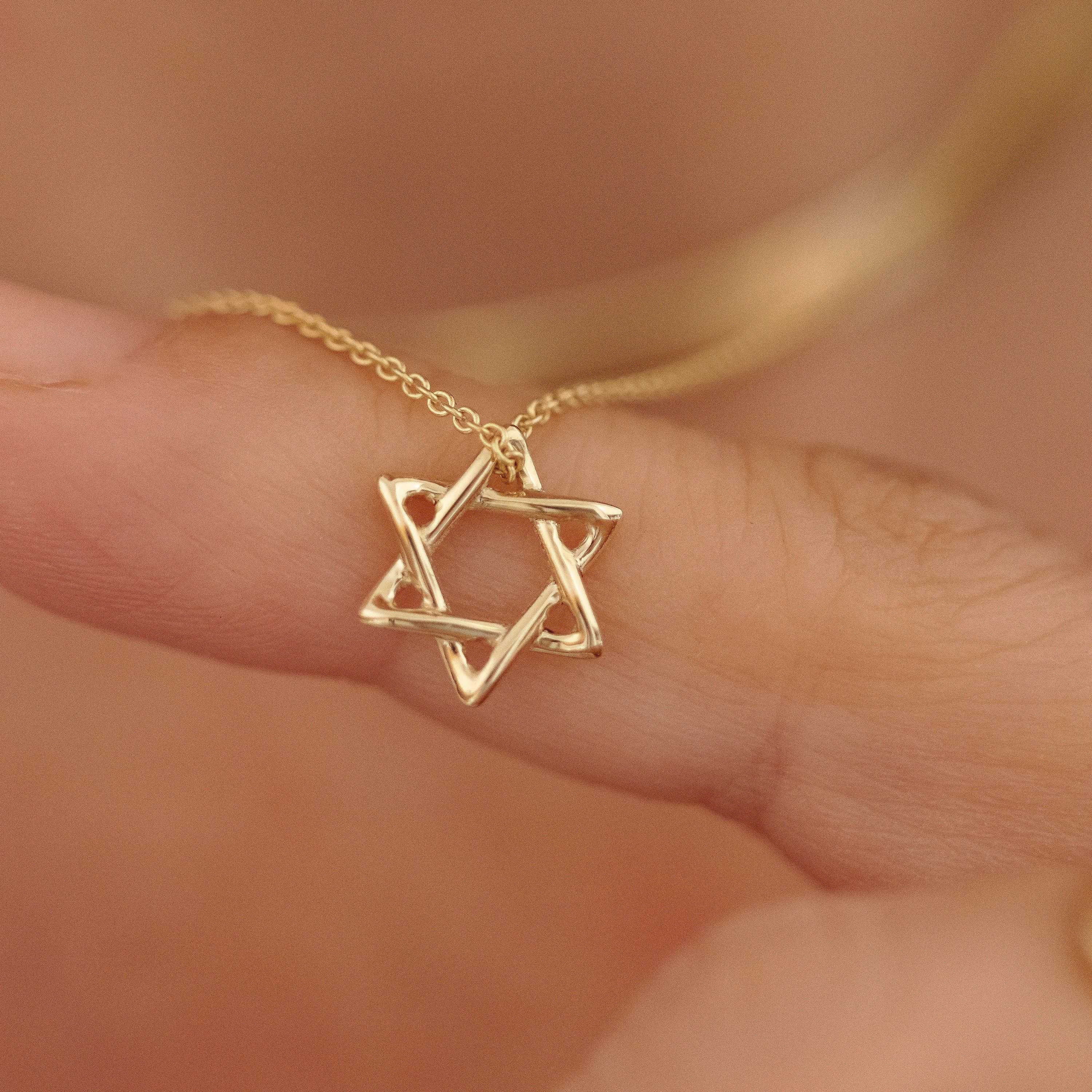 14K Heart Interlocked Ring Marriage Star of David Charm/Pendant top Yellow Gold