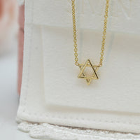Magen David Charm Necklace, 14K Gold Star of David Necklace, Jeweish Star Of David, Magen David Jewelry, Delicate pendant Necklace