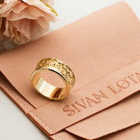 Home Ring, 14k Gold Ring with engarving, Jerusalem Ring, Unique Wedding Band