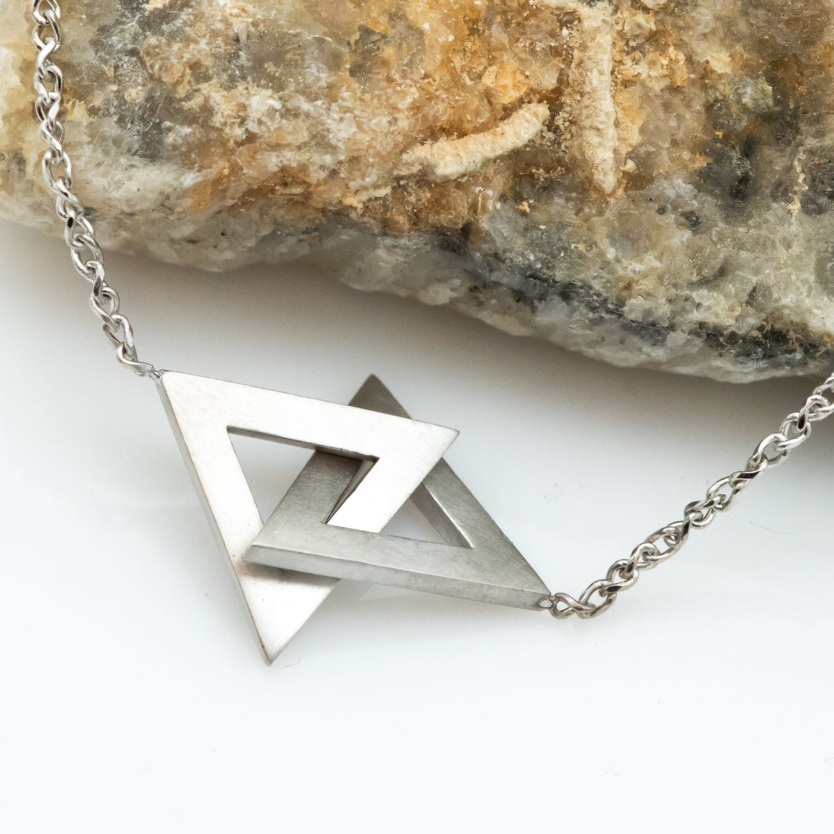 Triangles Pendant Necklace 14K Gold Intertwined Triangles Necklace, Unique Star Of David, Magen David Unisex Necklace, Personalized Necklace
