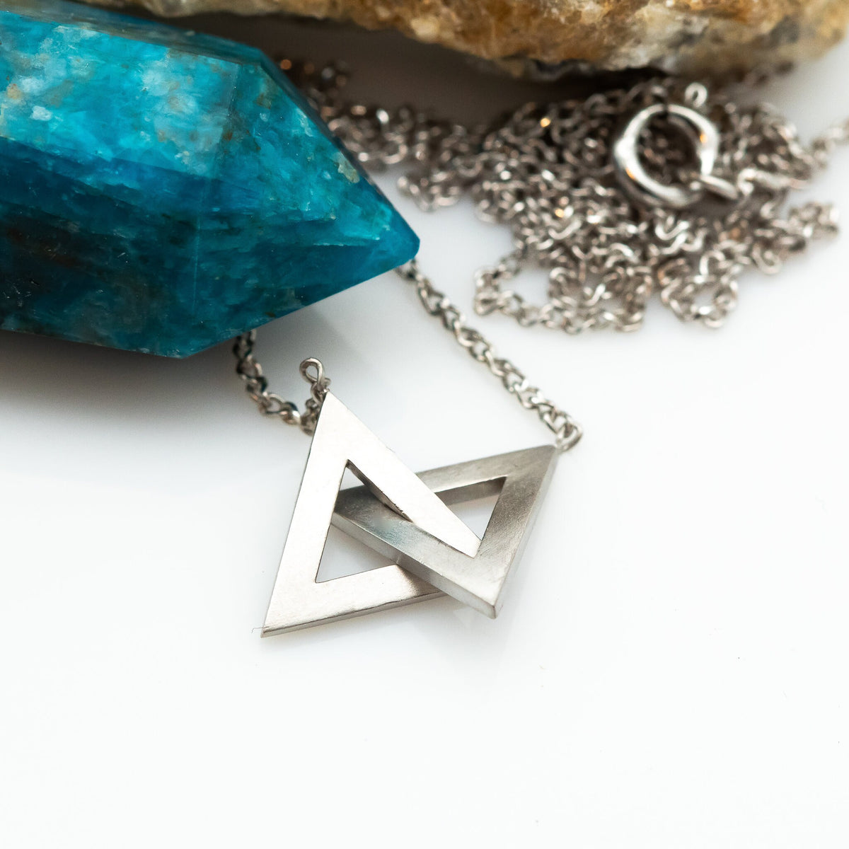 Triangles Pendant Necklace 14K Gold Intertwined Triangles Necklace, Unique Star Of David, Magen David Unisex Necklace, Personalized Necklace
