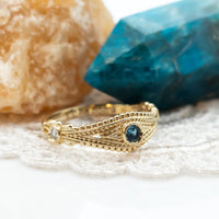 Evil Eye Diamond Sapphire Necklace, 14k Gold Evil Eye Diamond Necklace Charm, Evil Eye Diamond Pendant Necklace