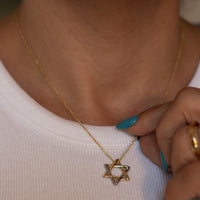 Magen David Pendant Necklace, 14K Gold Rounded Star of David Necklace, Jewish Star Of David, Two-tone Star of David, Magen David Jewelry