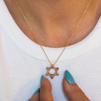 Magen David Pendant Necklace, 14K Gold Rounded Star of David Necklace, Jewish Star Of David, Two-tone Star of David, Magen David Jewelry