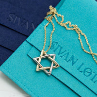 Magen David Pendant Necklace, 14K Gold Rounded Star of David Necklace, Jewish Star Of David, Two-tone Star of David, Magen David Jewelry