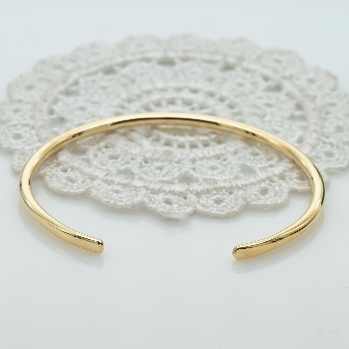 14k Gold Cuff Bracelet - Solid Gold Minimalist Bangle with Hammered Tips - Dainty Open Bracelet for Women - Stacking Gold Jewelry Gift
