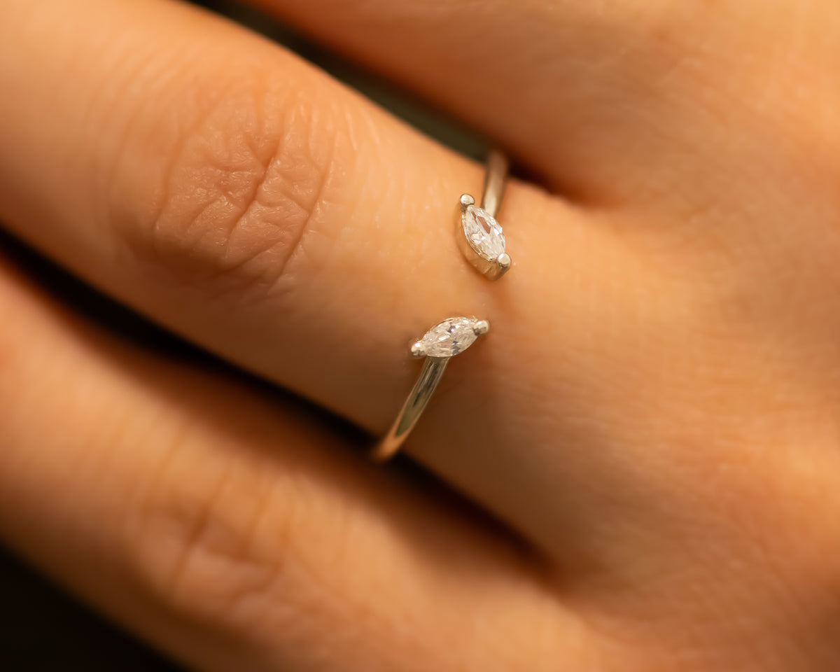 Open Diamond Ring, Marquise Wedding Nesting Ring