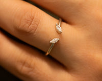 Open Diamond Ring, Marquise Wedding Nesting Ring